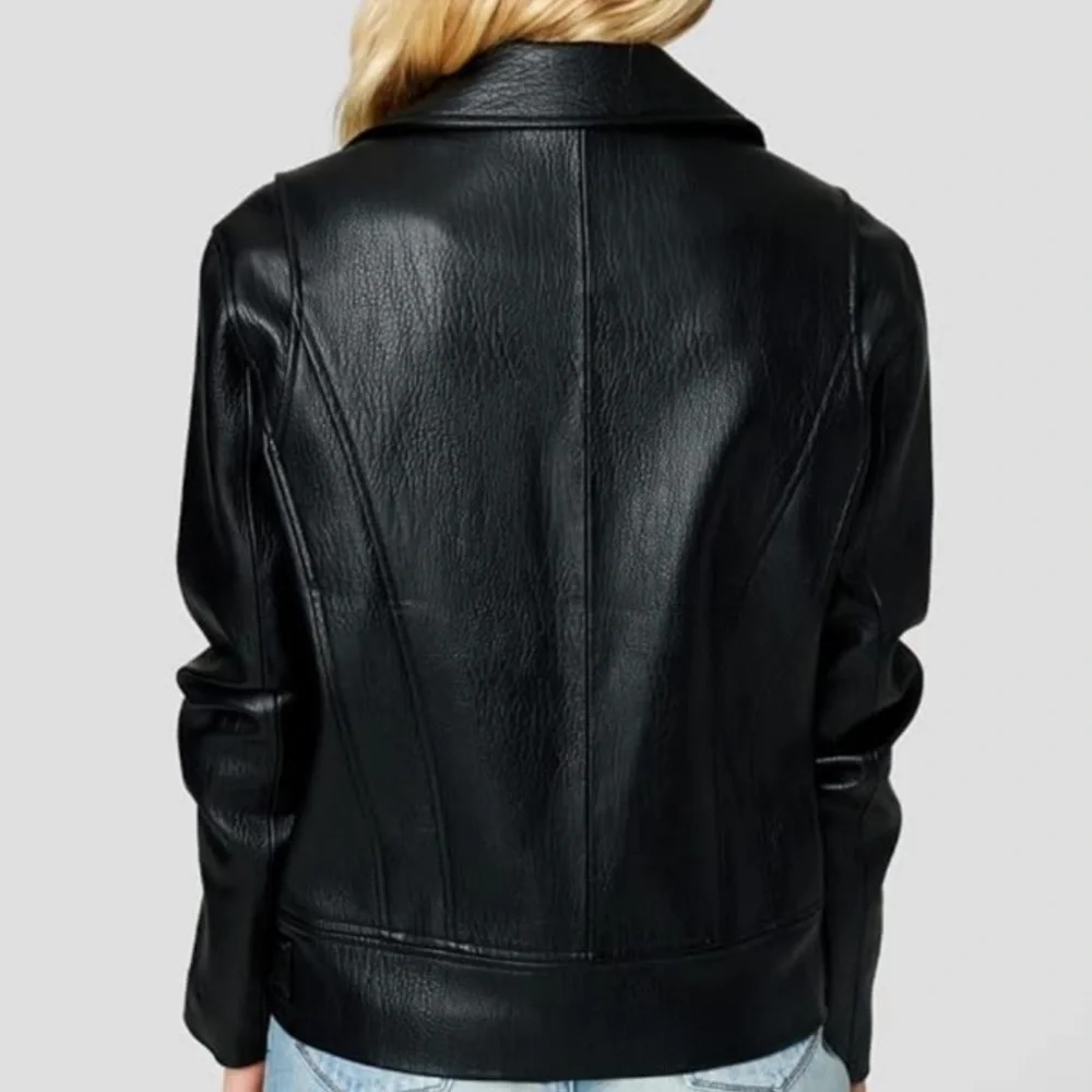 Like New Blank NYC Open Secret Faux Leather Moto Jacket Black Size Small - Picture 3 of 12